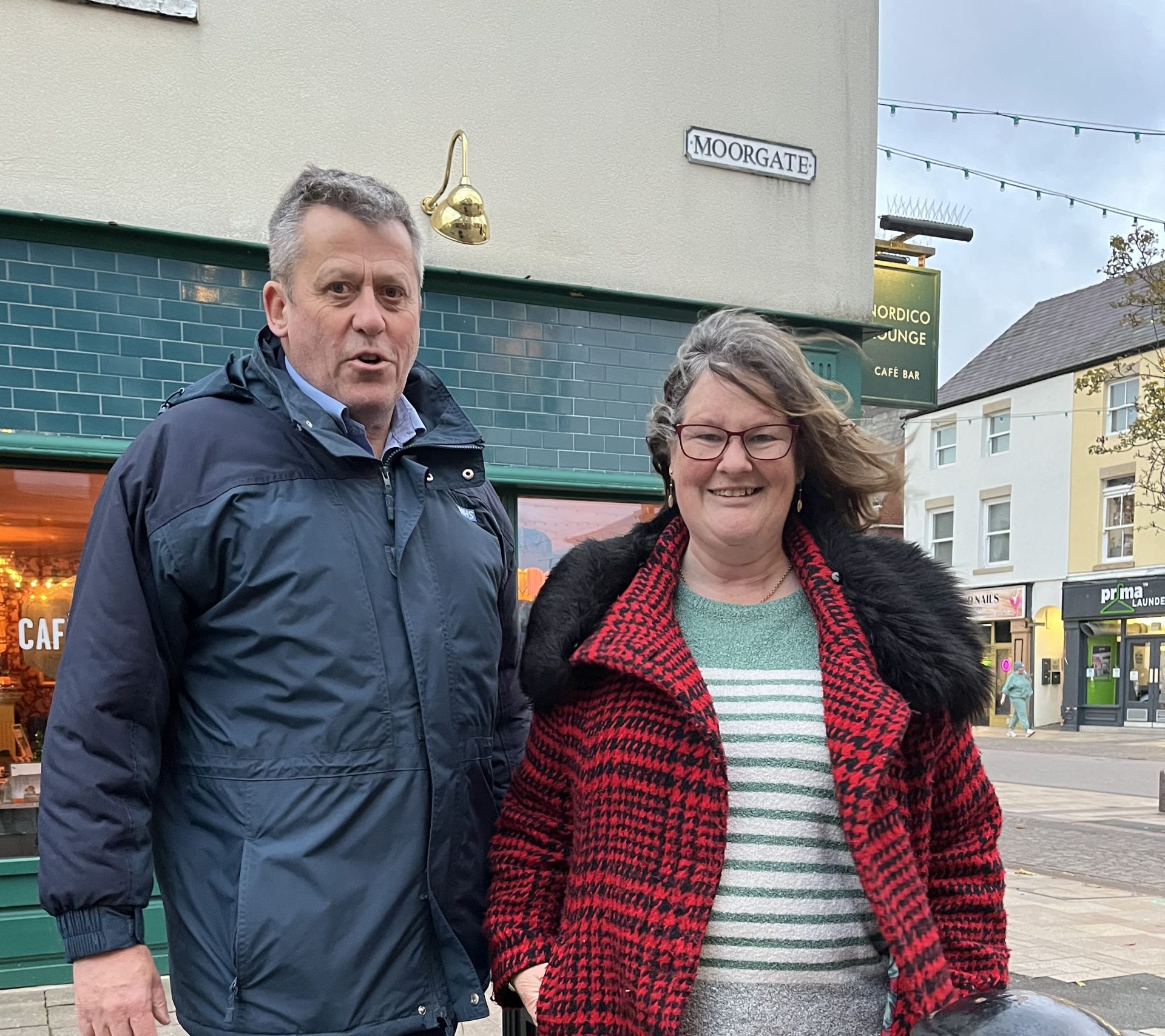 Gordon and Janet in the town centre